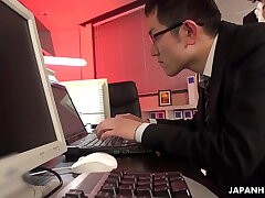 Aya Kisaki's Unfiltered Office Blowjob
